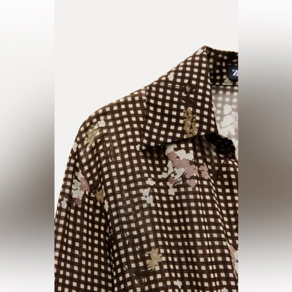 ZARA PRINTED SHIRT DRESS - Picture 9 of 9